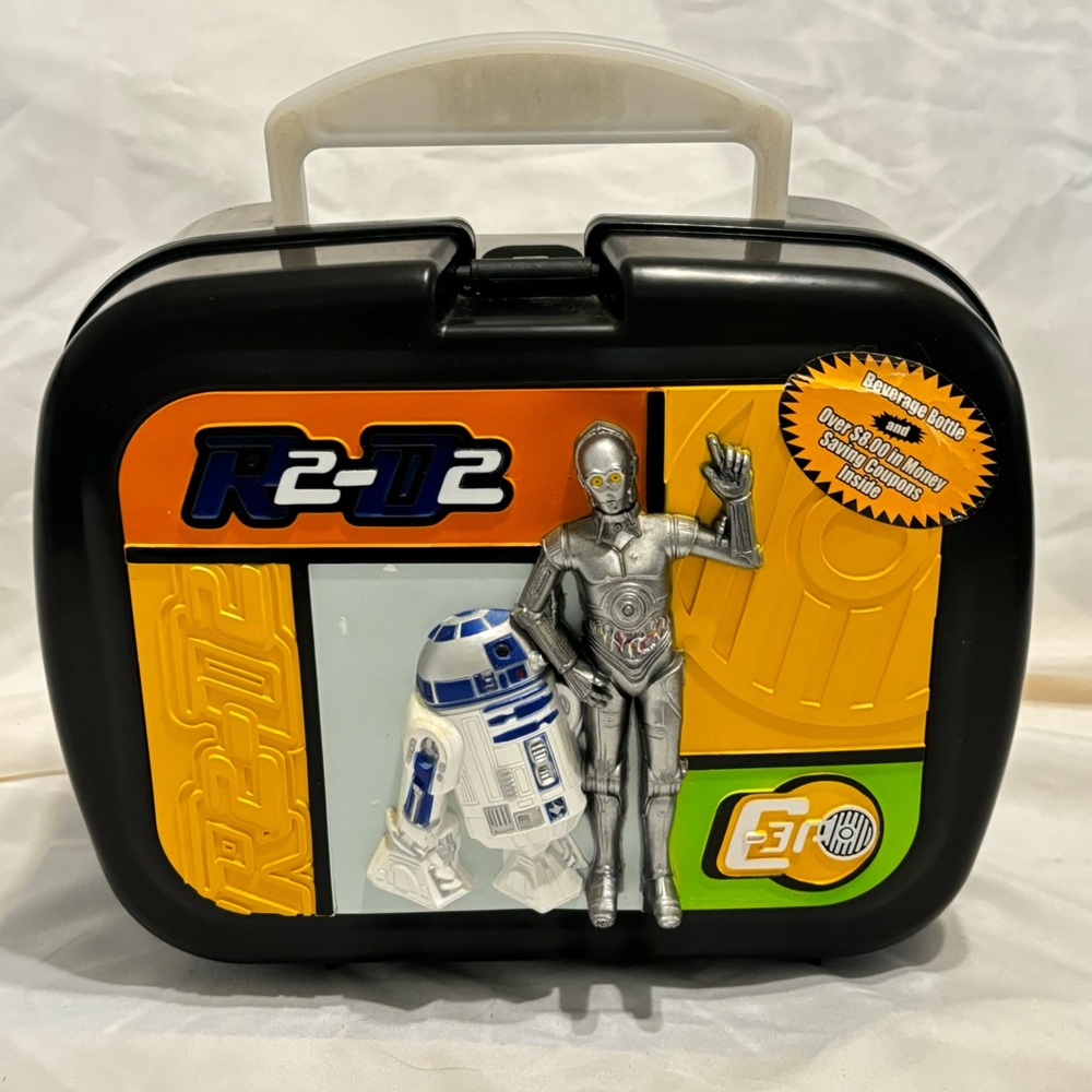 Vintage 2002 Thermos Brand Star Wars R2-D2 C3PO Plastic Lunch Box  Made in USA